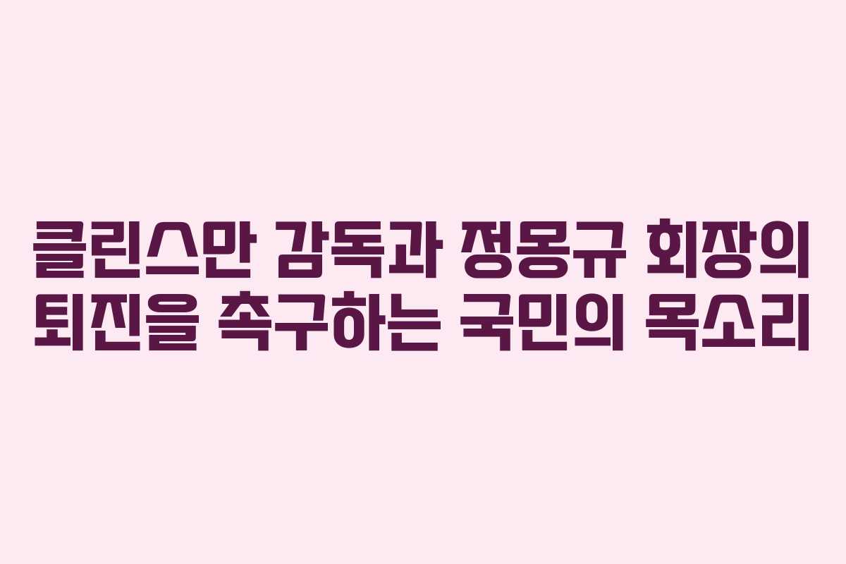 클린스만 감독과 정몽규 회장의 퇴진을 촉구하는 국민의 목소리
