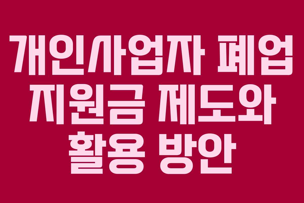 개인사업자 폐업 지원금 제도와 활용 방안
