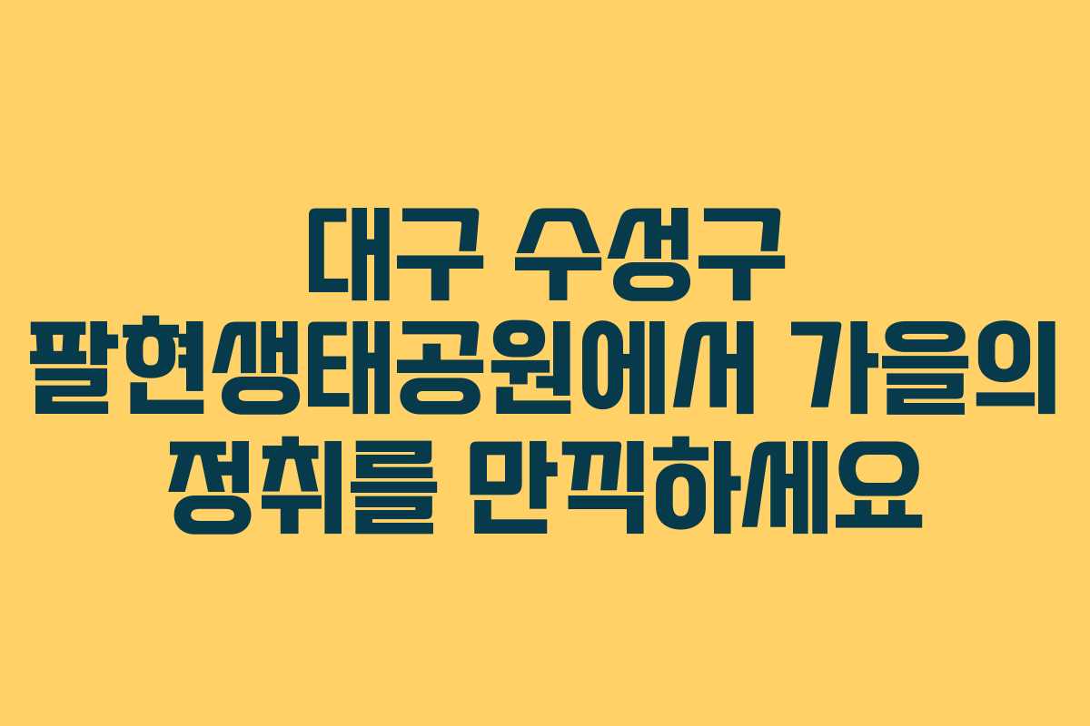 대구 수성구 팔현생태공원에서 가을의 정취를 만끽하세요