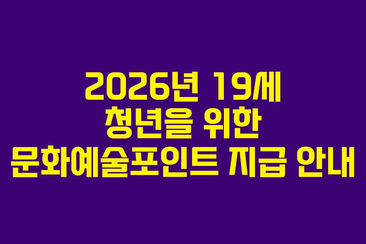 2026년 19세 청년을 위한 문화예술포인트 지급 안내