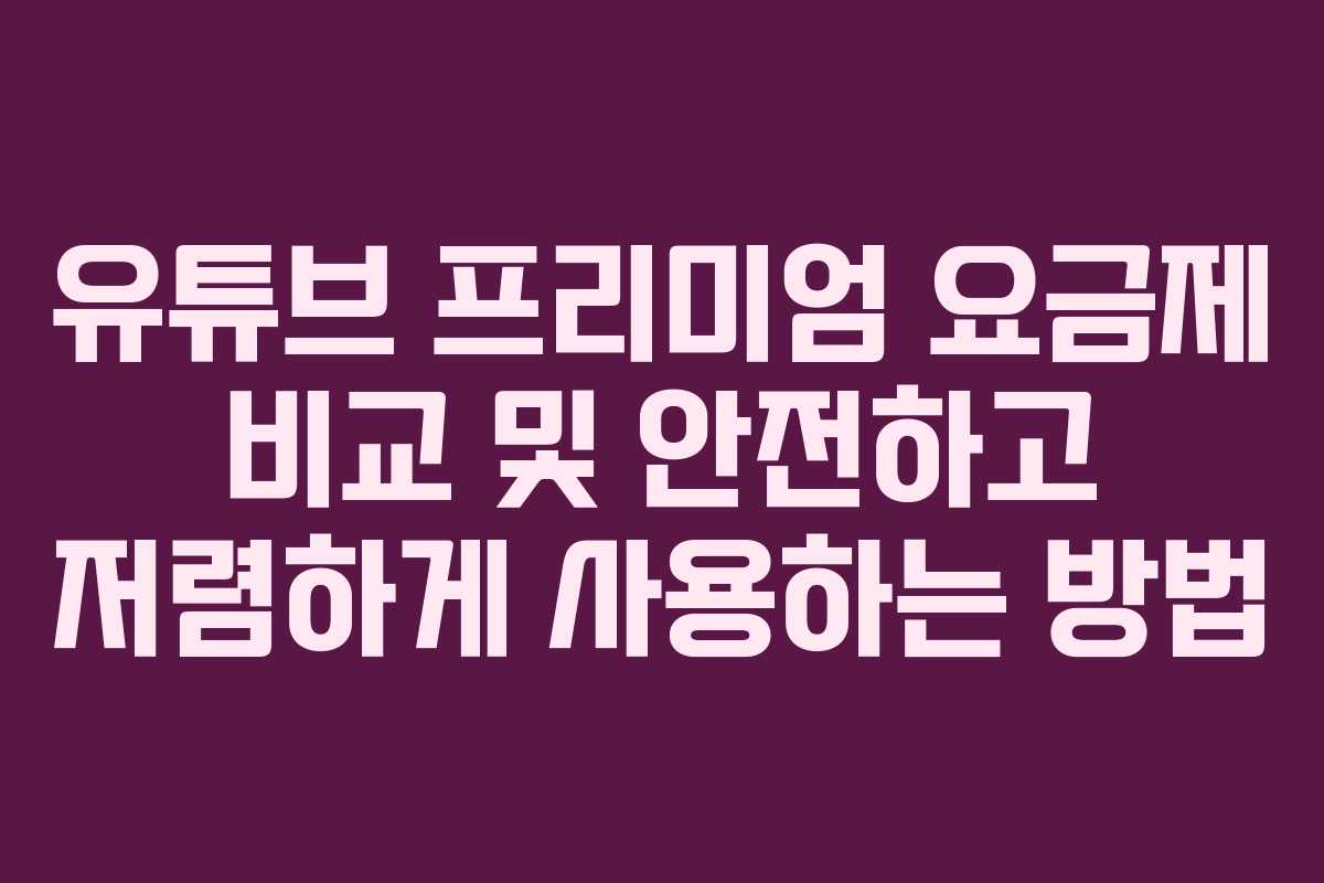 유튜브 프리미엄 요금제 비교 및 안전하고 저렴하게 사용하는 방법