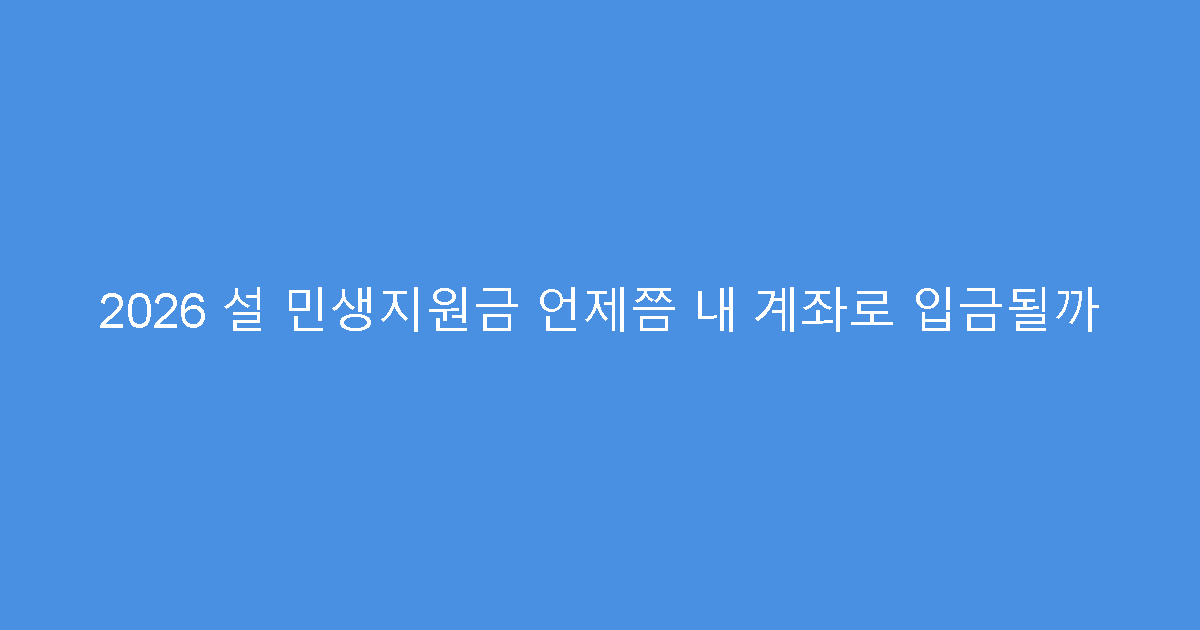 2026 설 민생지원금 언제쯤 내 계좌로 입금될까