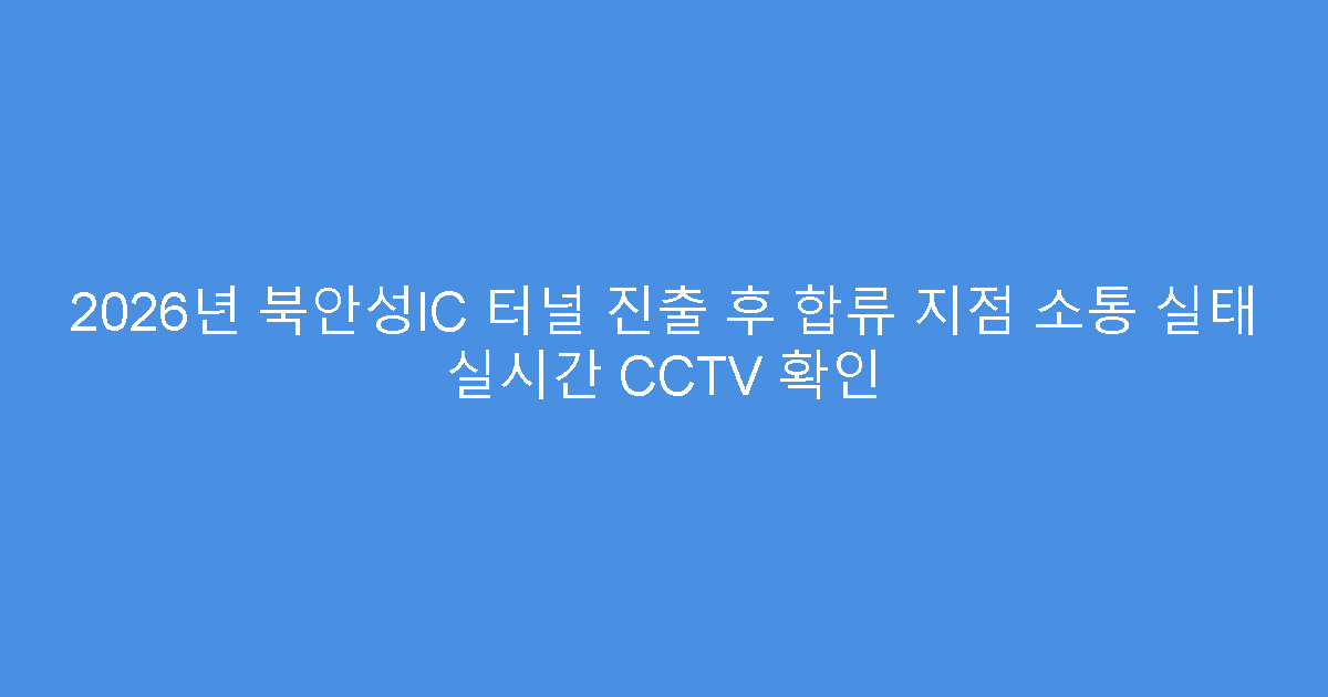 2026년 북안성IC 터널 진출 후 합류 지점 소통 실태 실시간 CCTV 확인