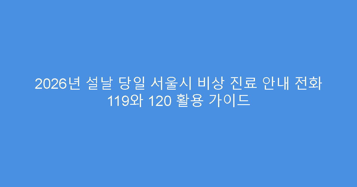 2026년 설날 당일 서울시 비상 진료 안내 전화 119와 120 활용 가이드