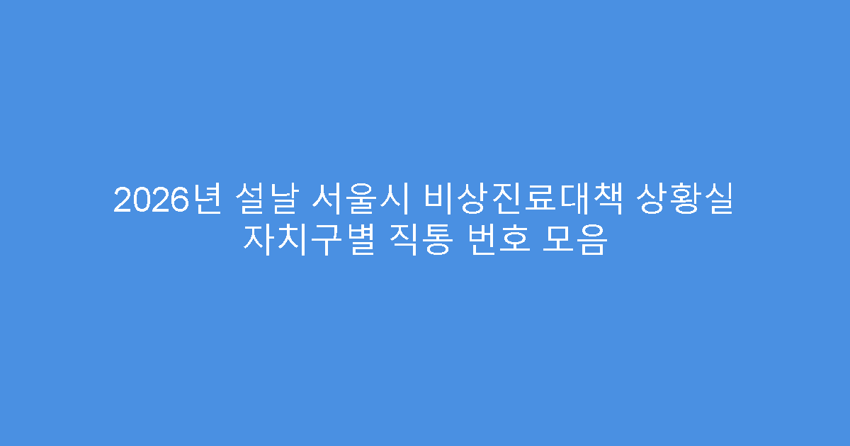2026년 설날 서울시 비상진료대책 상황실 자치구별 직통 번호 모음
