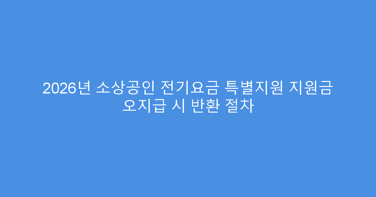 2026년 소상공인 전기요금 특별지원 지원금 오지급 시 반환 절차