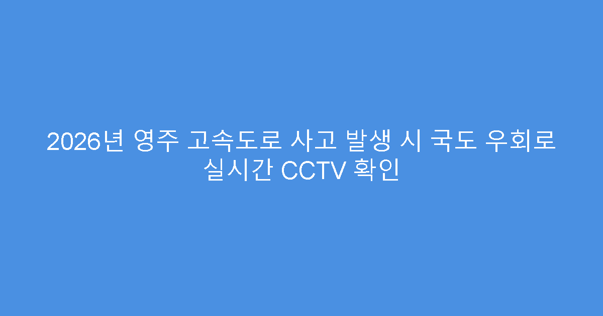 2026년 영주 고속도로 사고 발생 시 국도 우회로 실시간 CCTV 확인