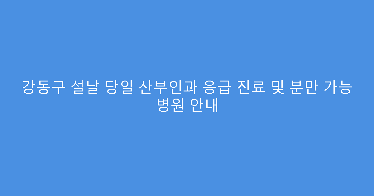 강동구 설날 당일 산부인과 응급 진료 및 분만 가능 병원 안내