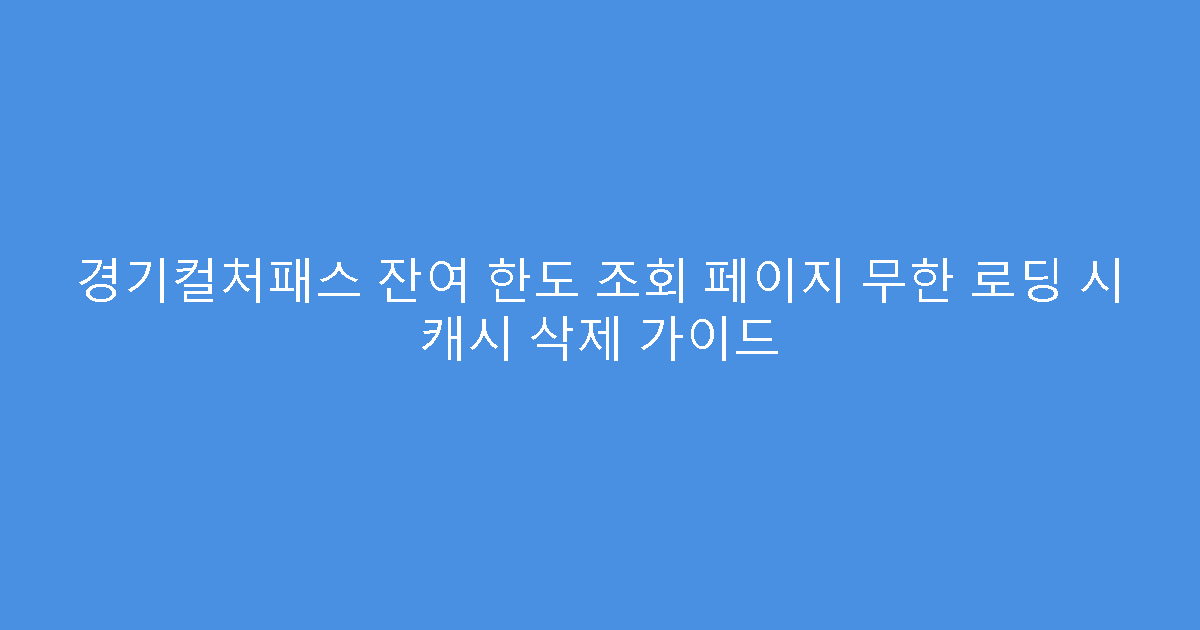 경기컬처패스 잔여 한도 조회 페이지 무한 로딩 시 캐시 삭제 가이드