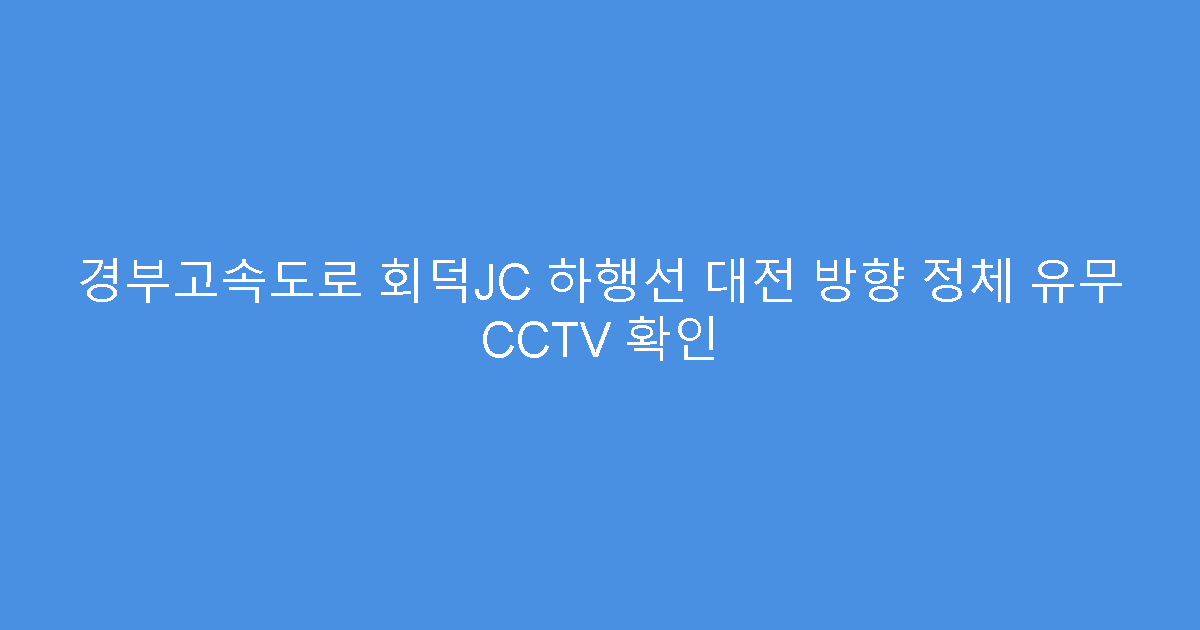 경부고속도로 회덕JC 하행선 대전 방향 정체 유무 CCTV 확인