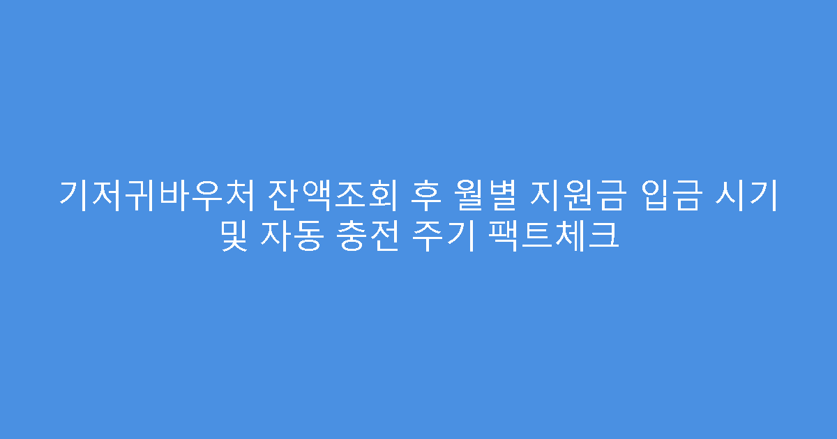 기저귀바우처 잔액조회 후 월별 지원금 입금 시기 및 자동 충전 주기 팩트체크