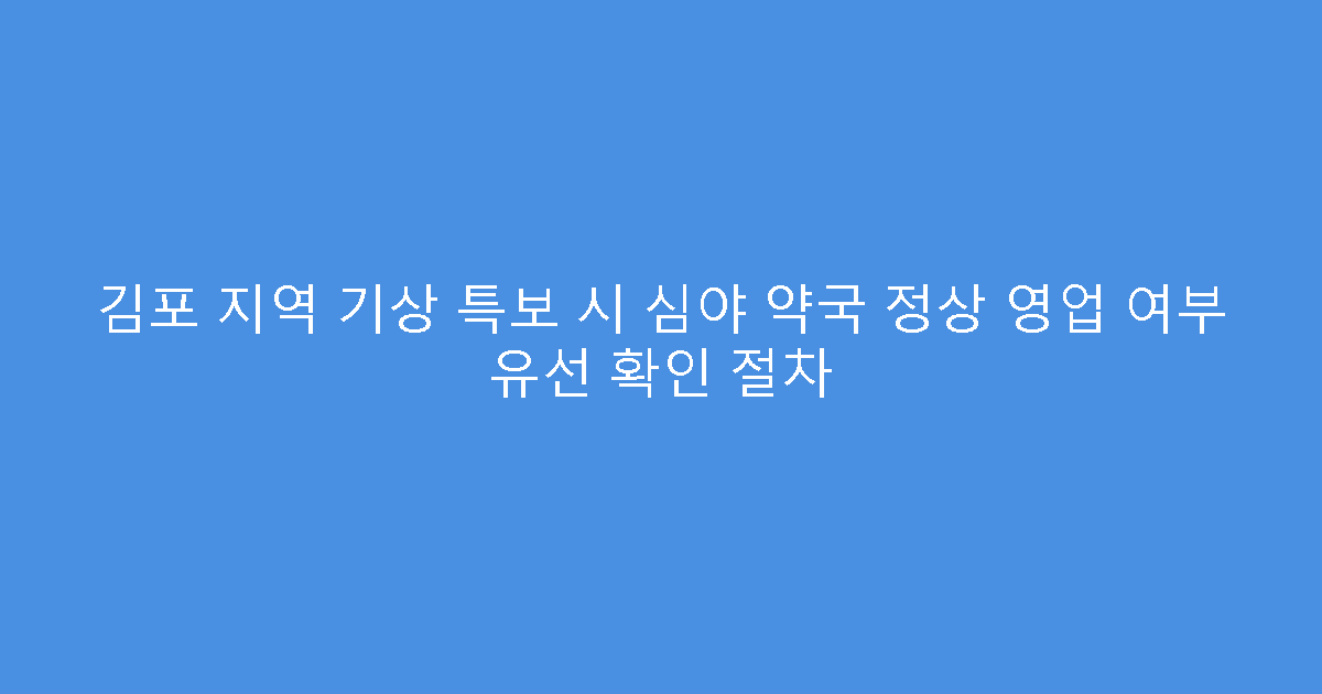 김포 지역 기상 특보 시 심야 약국 정상 영업 여부 유선 확인 절차