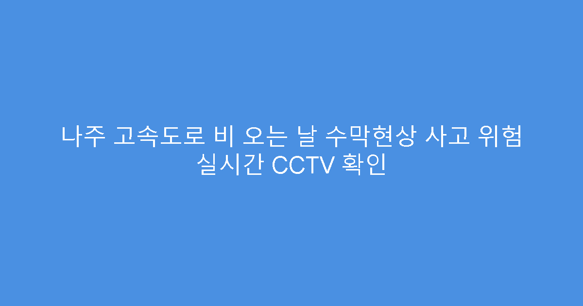 나주 고속도로 비 오는 날 수막현상 사고 위험 실시간 CCTV 확인