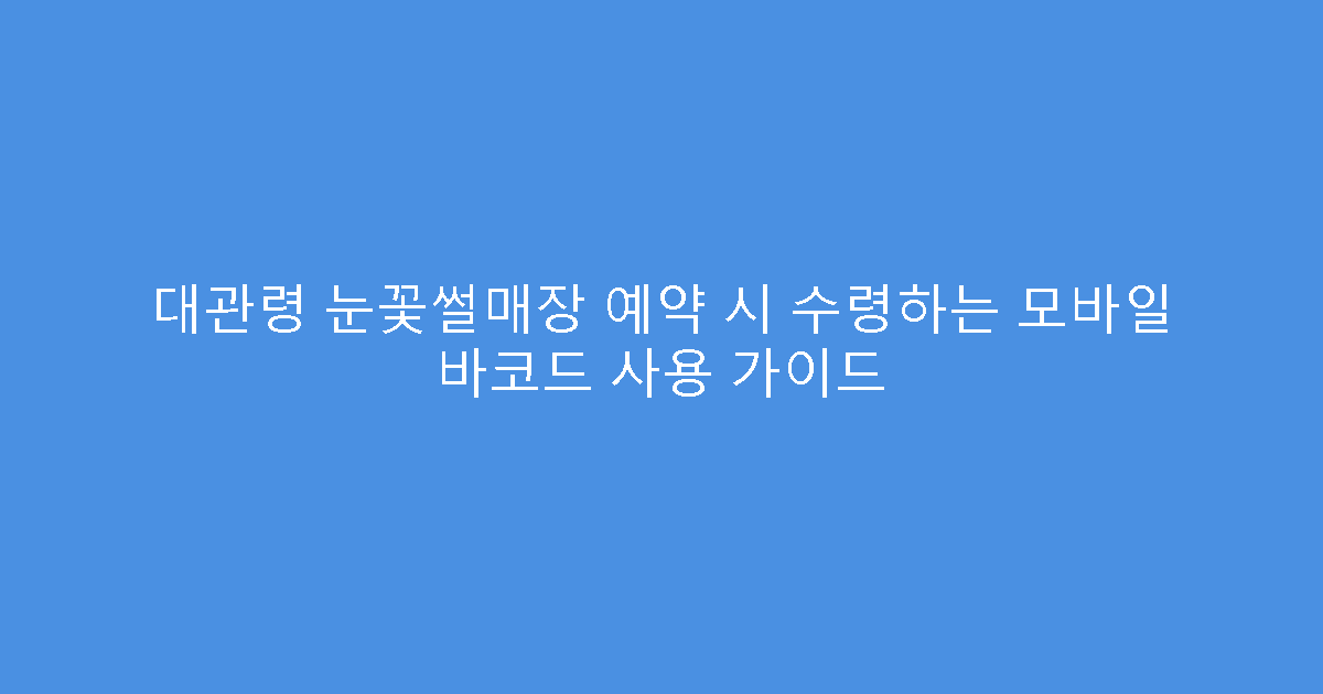 대관령 눈꽃썰매장 예약 시 수령하는 모바일 바코드 사용 가이드