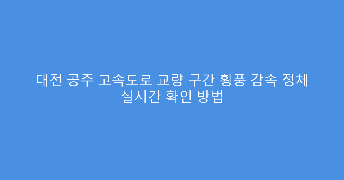 대전 공주 고속도로 교량 구간 횡풍 감속 정체 실시간 확인 방법