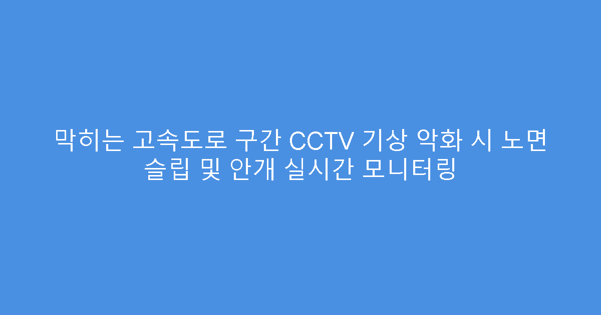 막히는 고속도로 구간 CCTV 기상 악화 시 노면 슬립 및 안개 실시간 모니터링