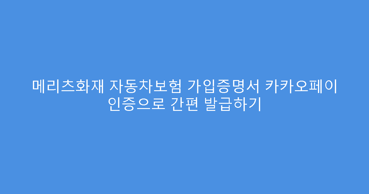 메리츠화재 자동차보험 가입증명서 카카오페이 인증으로 간편 발급하기