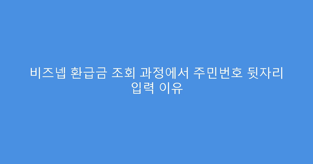 비즈넵 환급금 조회 과정에서 주민번호 뒷자리 입력 이유