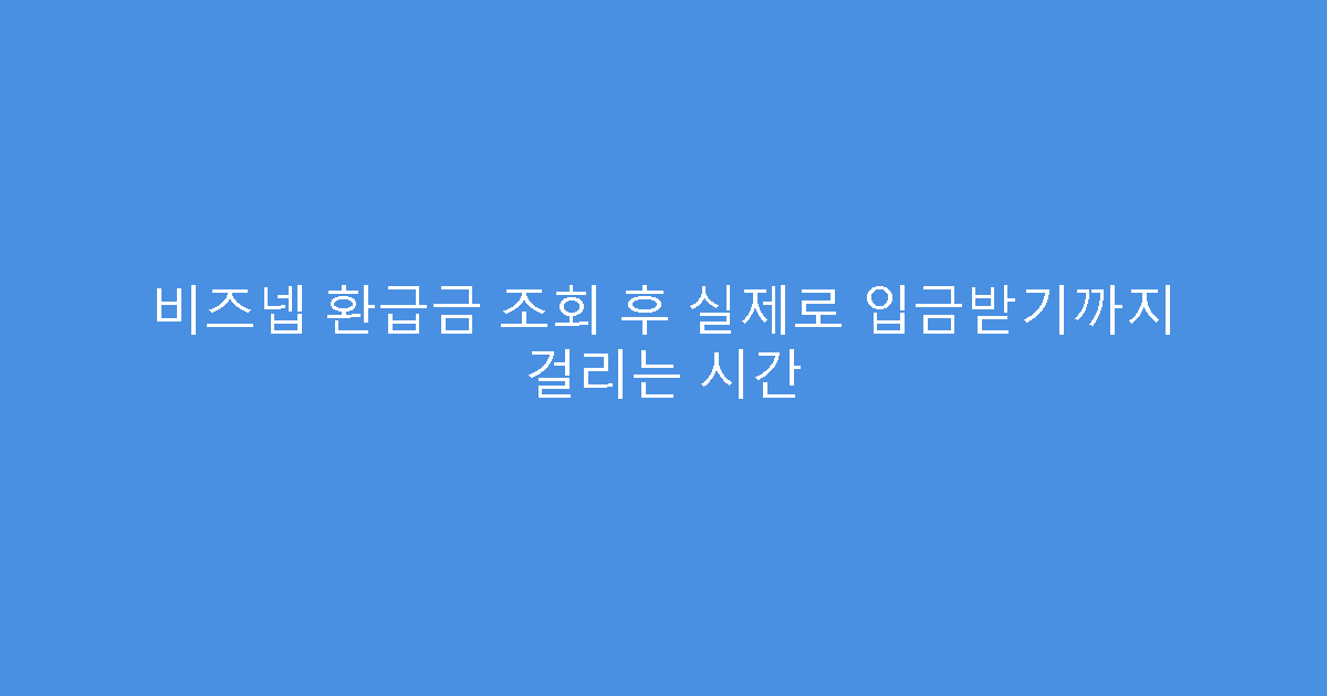비즈넵 환급금 조회 후 실제로 입금받기까지 걸리는 시간