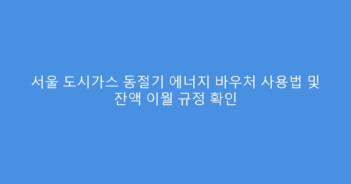 서울 도시가스 동절기 에너지 바우처 사용법 및 잔액 이월 규정 확인