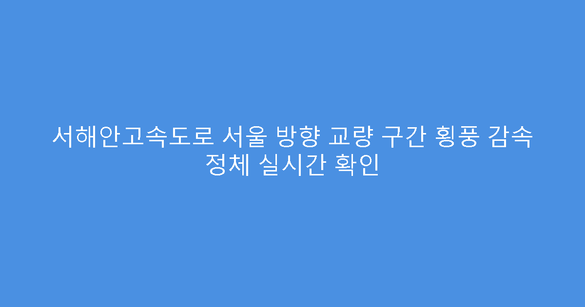 서해안고속도로 서울 방향 교량 구간 횡풍 감속 정체 실시간 확인