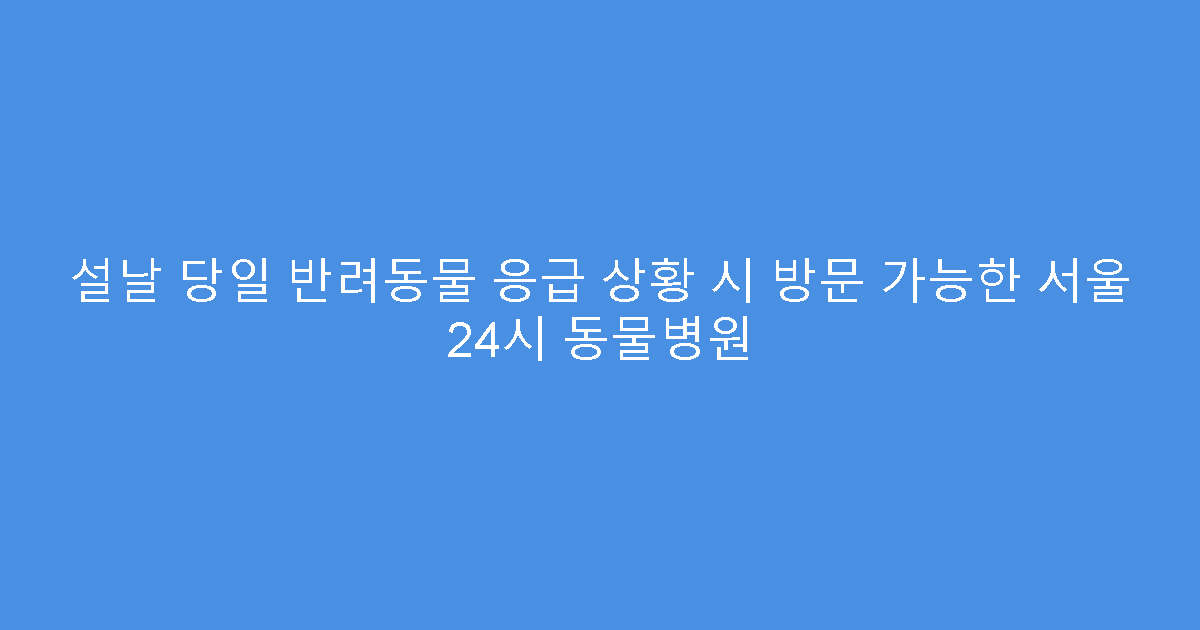 설날 당일 반려동물 응급 상황 시 방문 가능한 서울 24시 동물병원