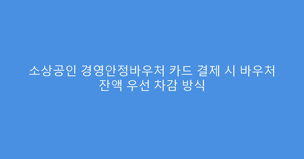 소상공인 경영안정바우처 카드 결제 시 바우처 잔액 우선 차감 방식