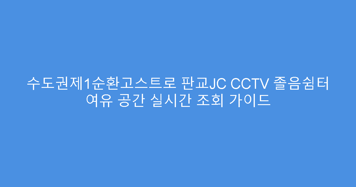 수도권제1순환고스트로 판교JC CCTV 졸음쉼터 여유 공간 실시간 조회 가이드