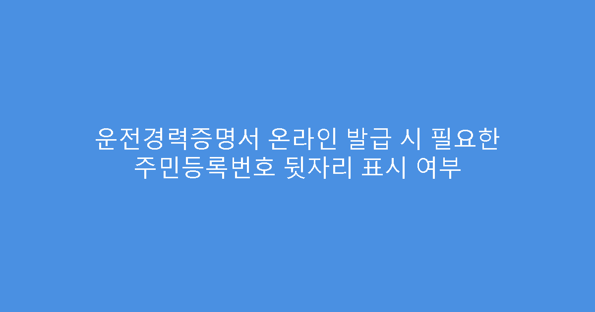 운전경력증명서 온라인 발급 시 필요한 주민등록번호 뒷자리 표시 여부