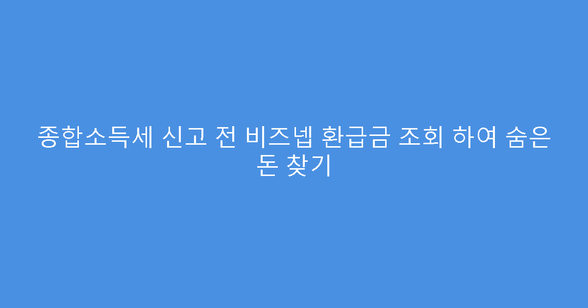 종합소득세 신고 전 비즈넵 환급금 조회 하여 숨은 돈 찾기