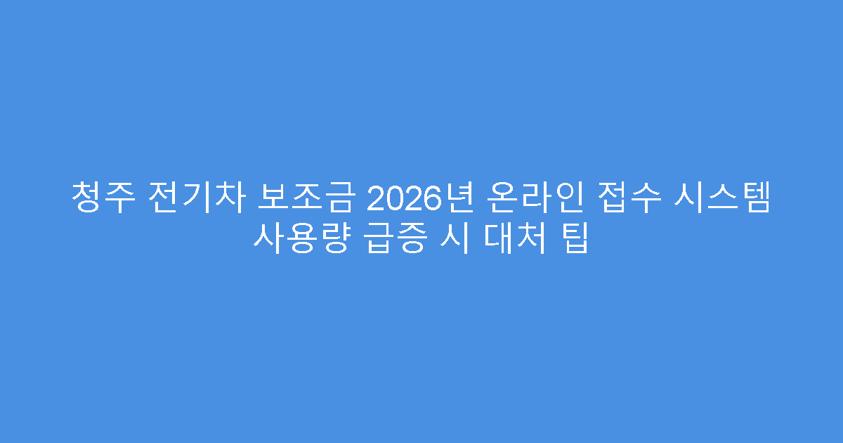 청주 전기차 보조금 2026년 온라인 접수 시스템 사용량 급증 시 대처 팁