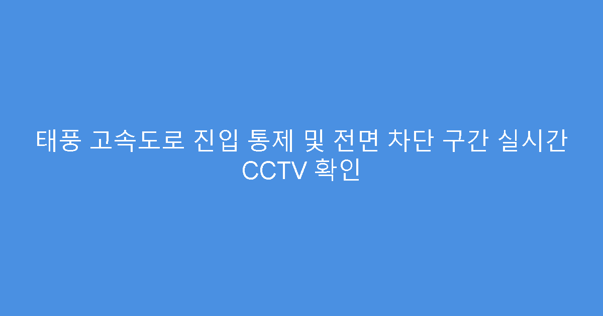 태풍 고속도로 진입 통제 및 전면 차단 구간 실시간 CCTV 확인