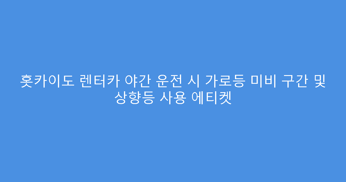 홋카이도 렌터카 야간 운전 시 가로등 미비 구간 및 상향등 사용 에티켓