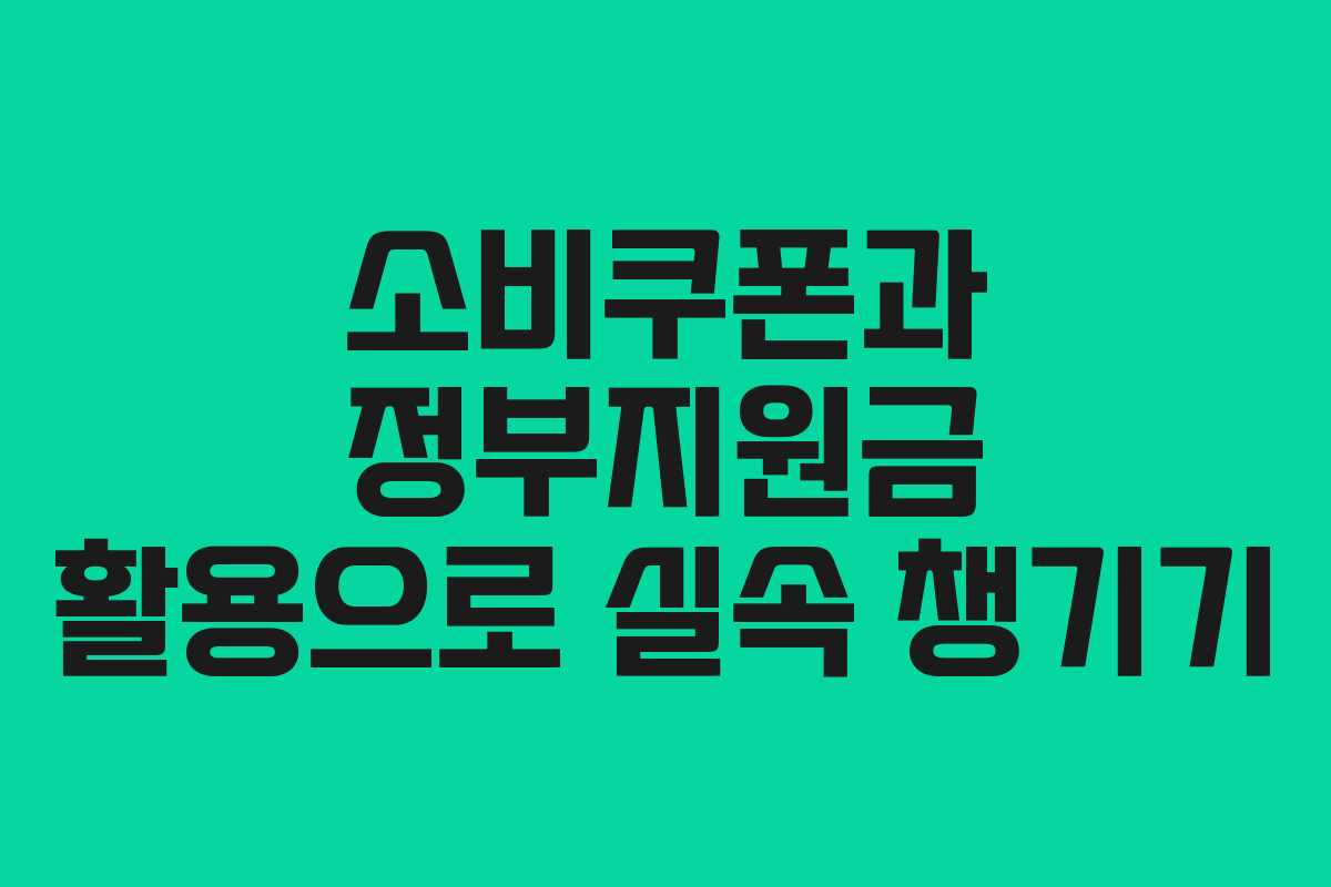 소비쿠폰과 정부지원금 활용으로 실속 챙기기