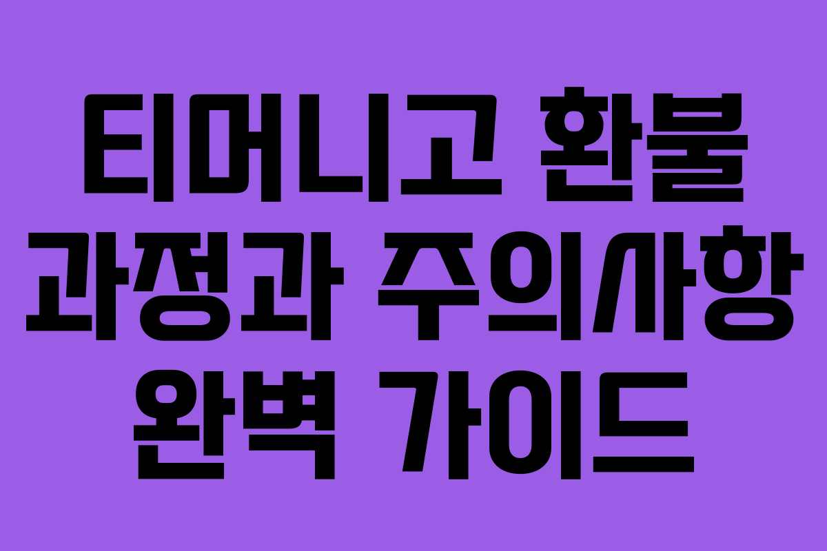 티머니고 환불 과정과 주의사항 완벽 가이드
