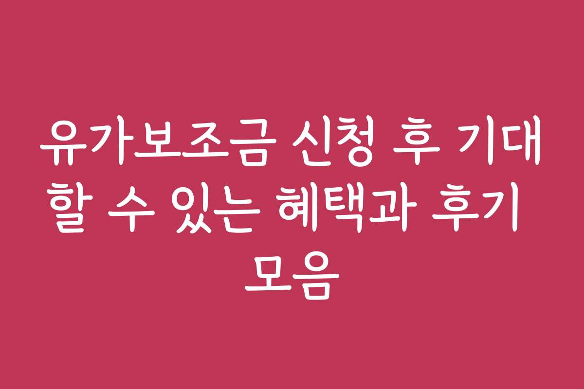 유가보조금 신청 후 기대할 수 있는 혜택과 후기 모음