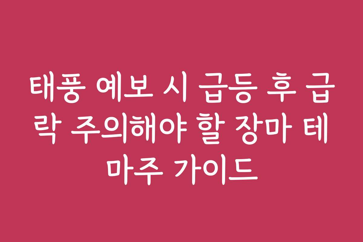 태풍 예보 시 급등 후 급락 주의해야 할 장마 테마주 가이드