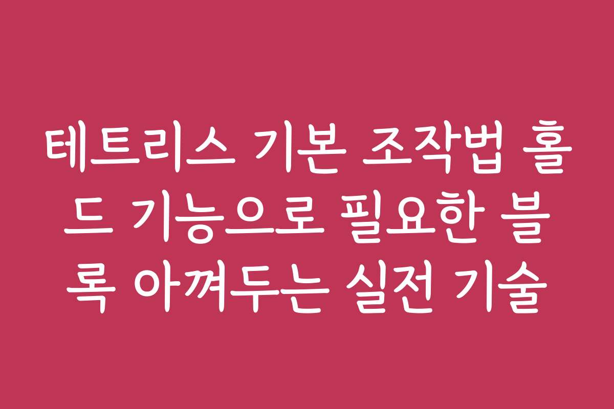 테트리스 기본 조작법 홀드 기능으로 필요한 블록 아껴두는 실전 기술