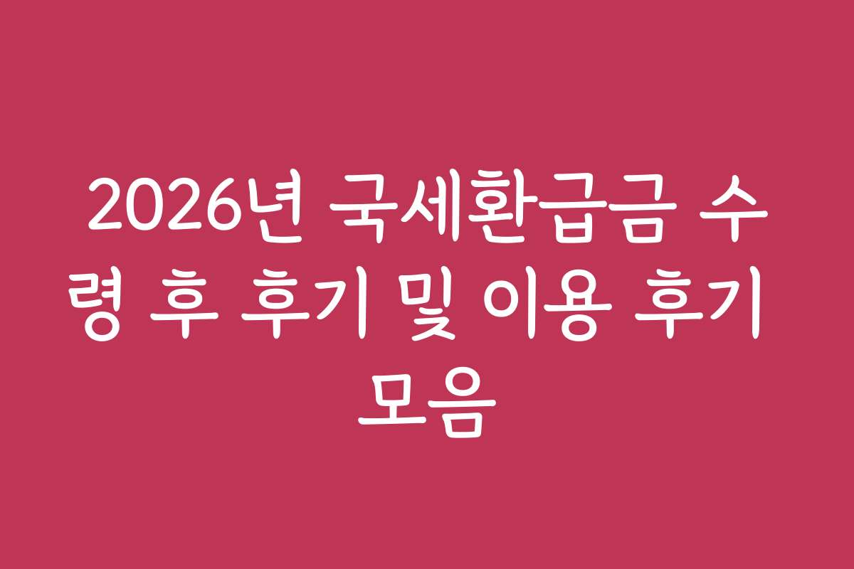 2026년 국세환급금 수령 후 후기 및 이용 후기 모음