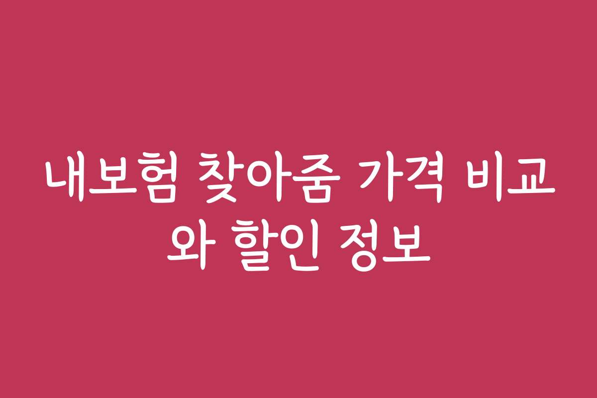 내보험 찾아줌 가격 비교와 할인 정보