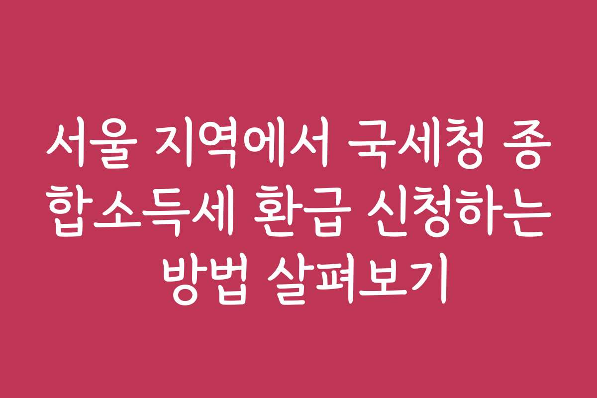 서울 지역에서 국세청 종합소득세 환급 신청하는 방법 살펴보기