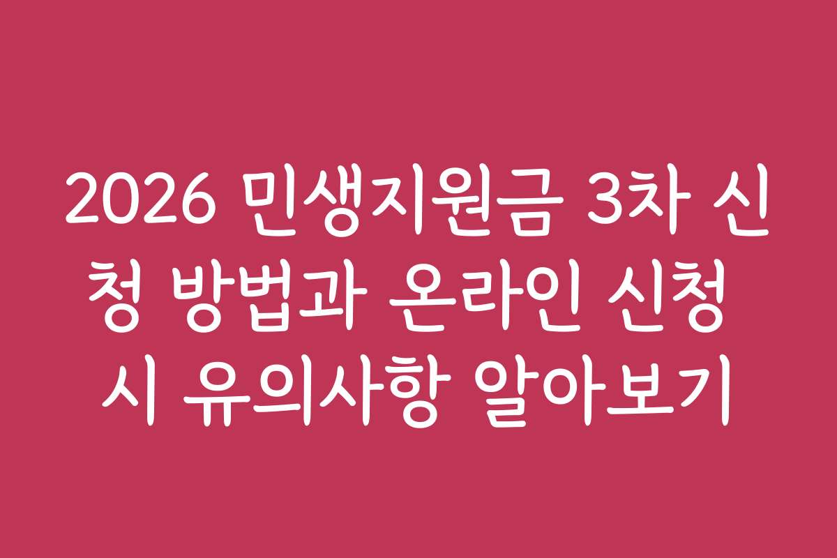 2026 민생지원금 3차 신청 방법과 온라인 신청 시 유의사항 알아보기