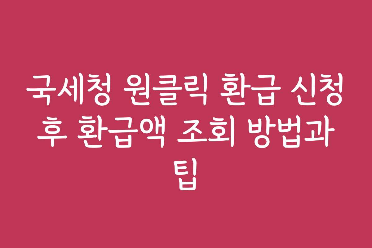 국세청 원클릭 환급 신청 후 환급액 조회 방법과 팁