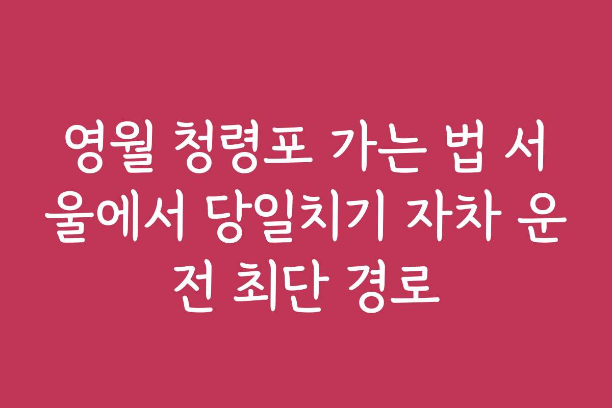 영월 청령포 가는 법 서울에서 당일치기 자차 운전 최단 경로