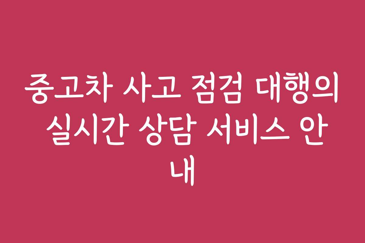 중고차 사고 점검 대행의 실시간 상담 서비스 안내