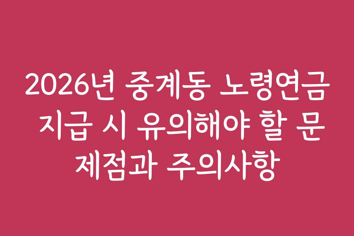 2026년 중계동 노령연금 지급 시 유의해야 할 문제점과 주의사항