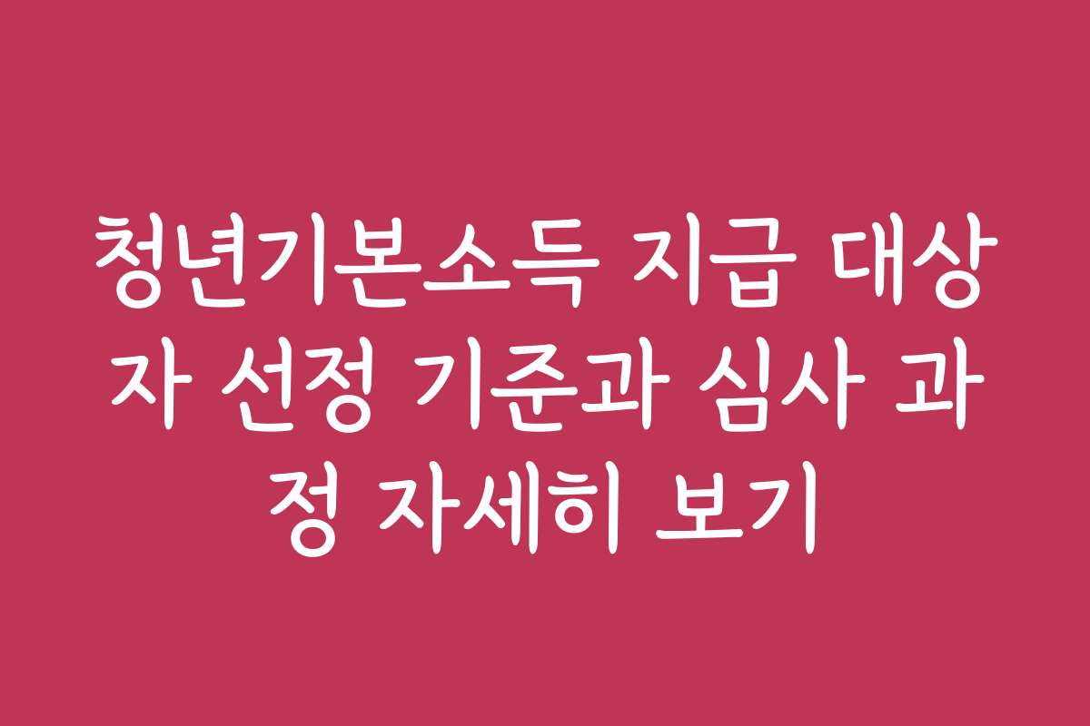 청년기본소득 지급 대상자 선정 기준과 심사 과정 자세히 보기