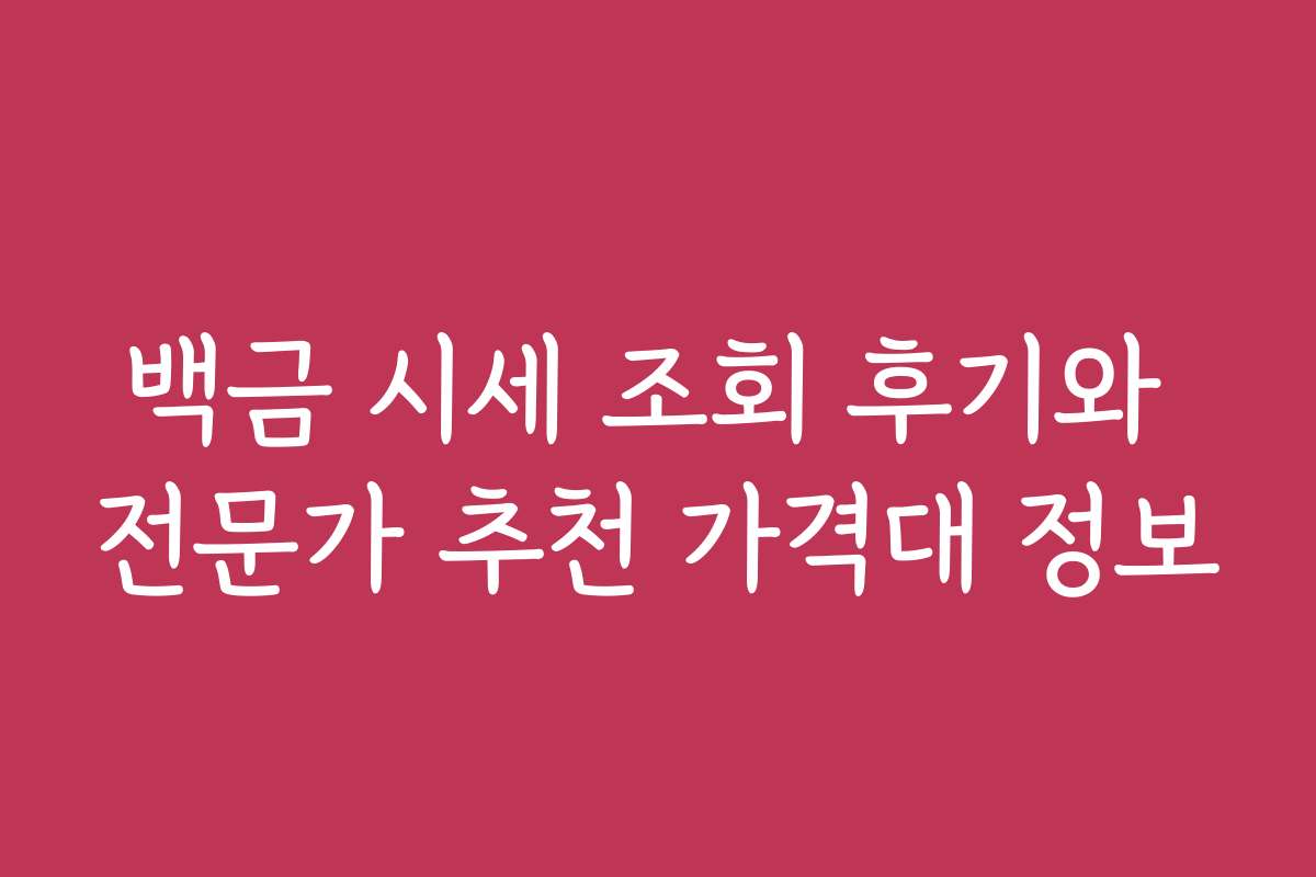 백금 시세 조회 후기와 전문가 추천 가격대 정보