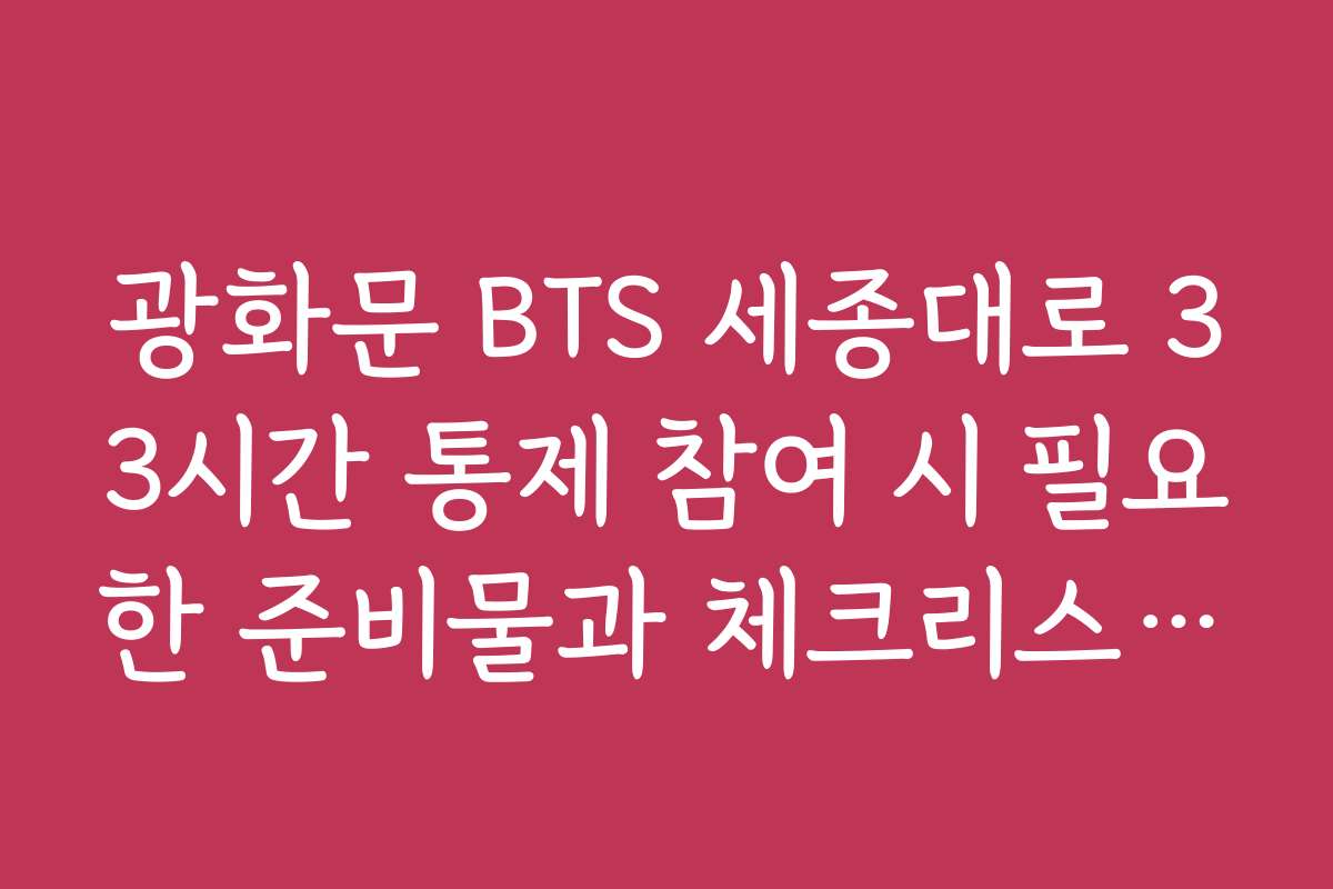 광화문 BTS 세종대로 33시간 통제 참여 시 필요한 준비물과 체크리스트를 알려 주세요