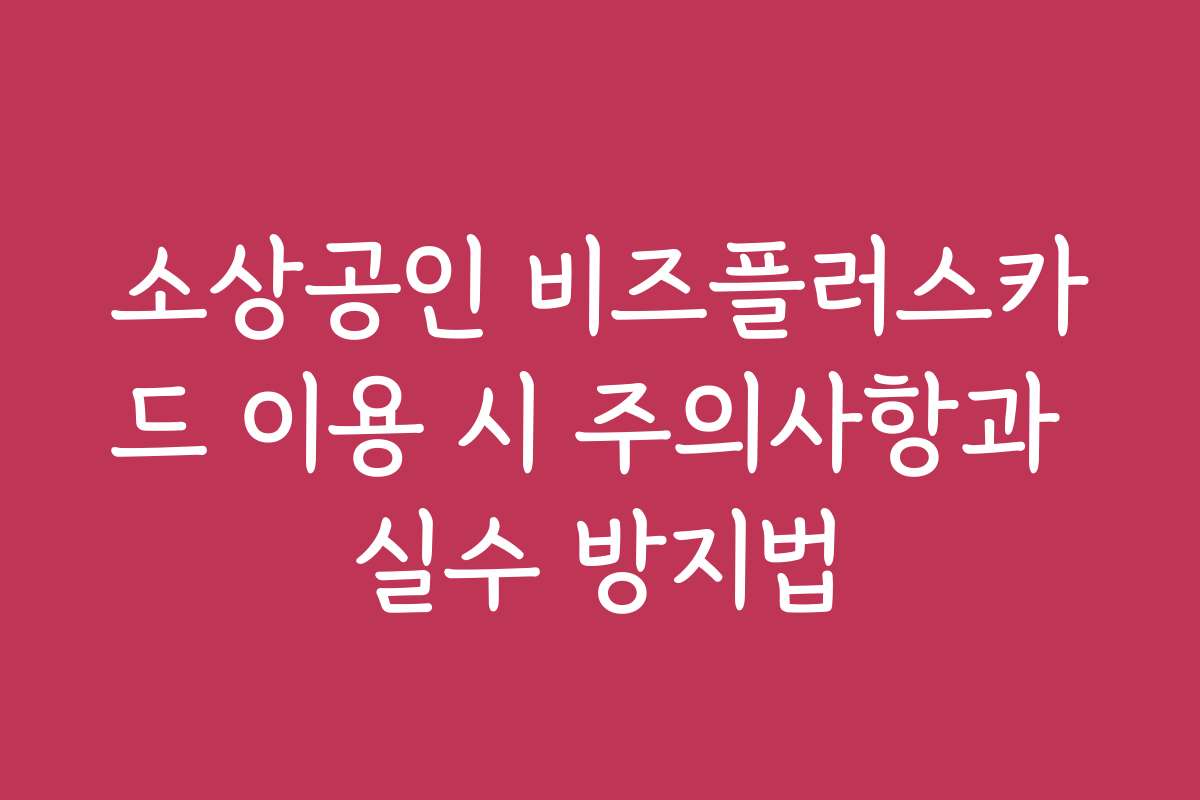 소상공인 비즈플러스카드 이용 시 주의사항과 실수 방지법